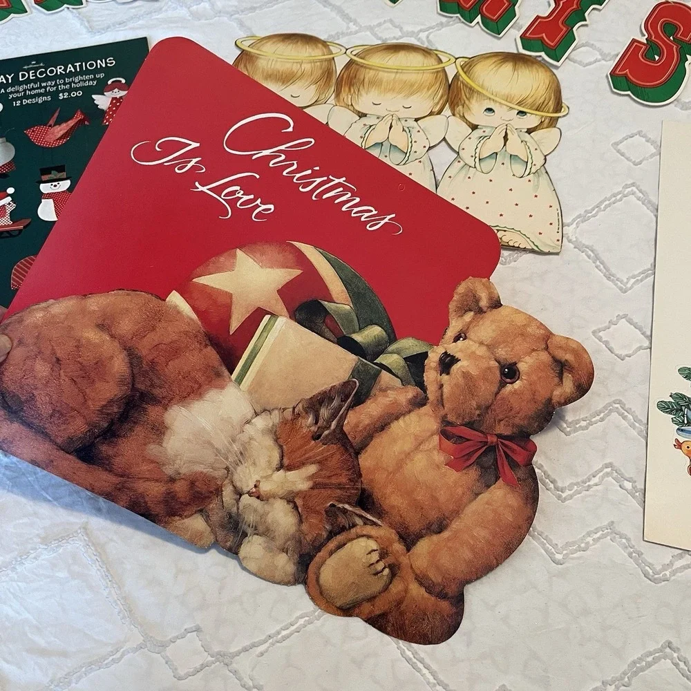 VTG‎ 80s Made In USA Die Cut & Honeycomb Christmas Decor Lot Tree Angels Bells